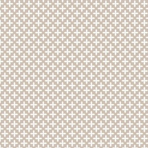 Retro Geometric Floral in White on Soothing Taupe - Small