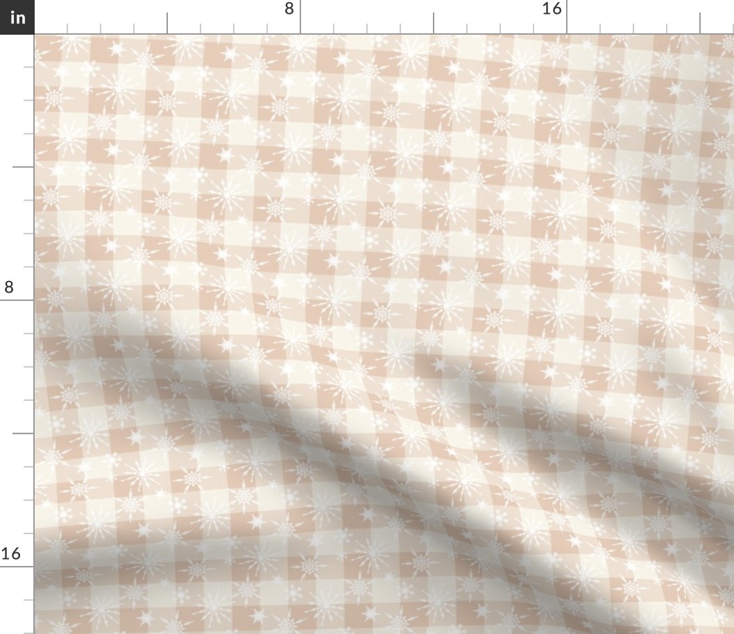 neutral buffalo check with snowflakes small scale