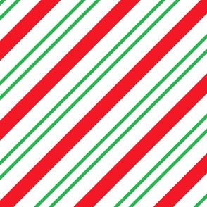 Large Classic Red Green Diagonal Christmas Candy Stripes