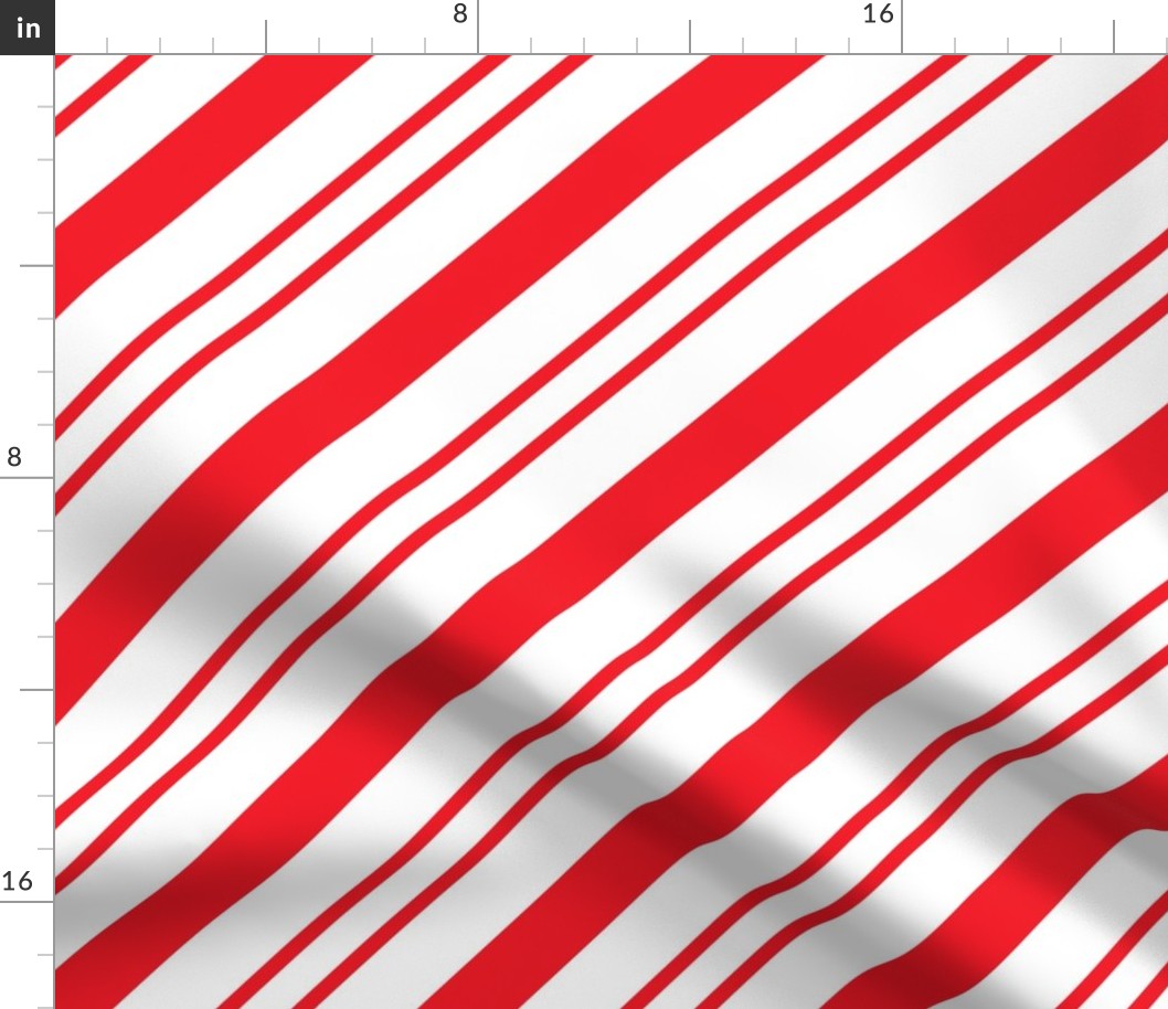 Large Classic Red Diagonal Christmas Candy Stripes