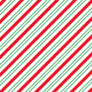 Red and Green Diagonal Christmas Candy Stripes