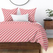Red Diagonal Christmas Candy Stripes