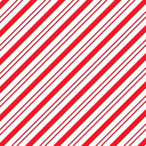 Red Diagonal Christmas Candy Stripes