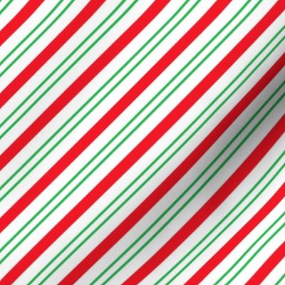 Small Classic Red Green Diagonal Christmas Candy Stripes