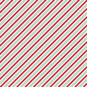 Small Classic Red Green Diagonal Christmas Candy Stripes