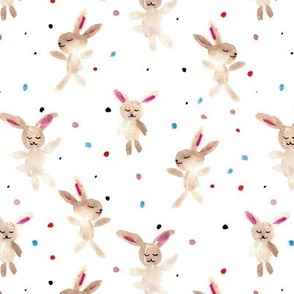 sweet bunnies - watercolor cute rabbits - painted bunny 2023 symbol a996-1