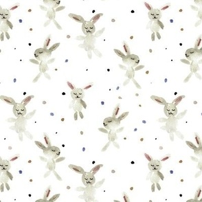 sweet bunnies - watercolor cute rabbits - painted bunny 2023 symbol a996-3