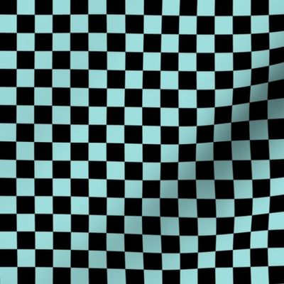 light teal 9edfdd and black checkerboard 05 inch squares - checkers chess games