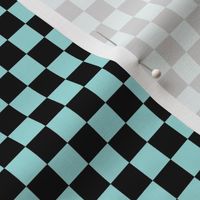 light teal 9edfdd and black checkerboard 05 inch squares - checkers chess games
