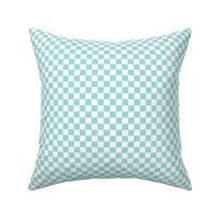 light teal 9edfdd and white checkerboard 05 inch squares - checkers chess games