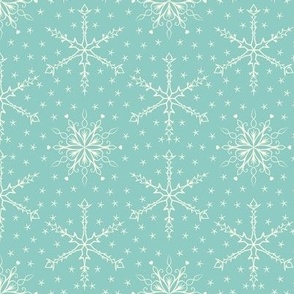 snowflakes tilework on mint