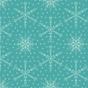 snowflakes tilework on teal