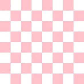 light pink ffc1ca and white checkerboard 1 inch squares - checkers chess games