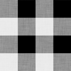 01 Black- Gingham- Large- 2 Inches- Buffalo Plaid- Vichy Check- Checked- Linen Texture- Dark- Petal Solids Coordinate- Solid Color- Faux Texture Wallpaper- Halloween- Witch- Spooky