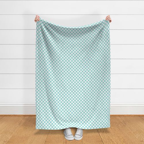 light teal 9edfdd and white checkerboard 1 inch squares - checkers chess games