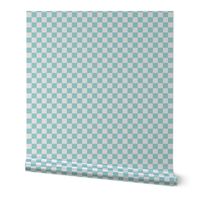 light teal 9edfdd and white checkerboard 1 inch squares - checkers chess games