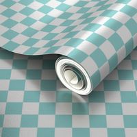light teal 9edfdd and white checkerboard 1 inch squares - checkers chess games