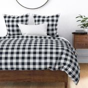 02 Graphite- Gingham- Large- 2 Inches- Buffalo Plaid- Vichy Check- Checked- Linen Texture- Dark- Petal Solids Coordinate- Solid Color- Faux Texture Wallpaper- Halloween- Gray- Grey