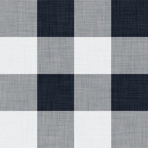 02 Graphite- Gingham- Large- 2 Inches- Buffalo Plaid- Vichy Check- Checked- Linen Texture- Dark- Petal Solids Coordinate- Solid Color- Faux Texture Wallpaper- Halloween- Gray- Grey