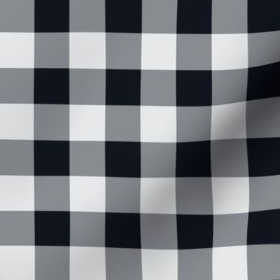 02 Graphite- Gingham- Medium- 1 Inch- Buffalo Plaid- Vichy Check- Checked Wallpaper- Petal Solids Coordinate- Halloween- Gray- Grey