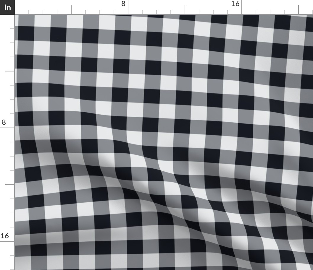 02 Graphite- Gingham- Medium- 1 Inch- Buffalo Plaid- Vichy Check- Checked Wallpaper- Petal Solids Coordinate- Halloween- Gray- Grey