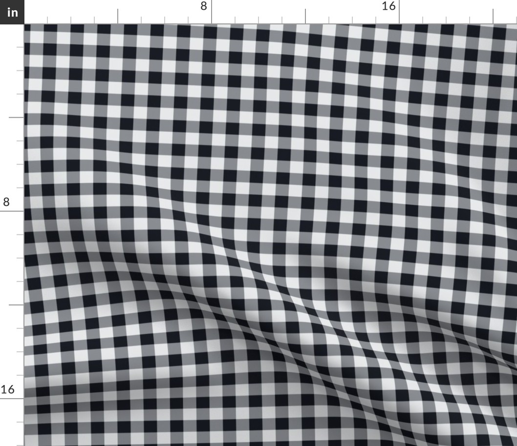 02 Graphite- Gingham- Small- Half Inch- Buffalo Plaid- Vichy Check- Checked Wallpaper- Petal Solids Coordinate- Halloween- Gray- Grey