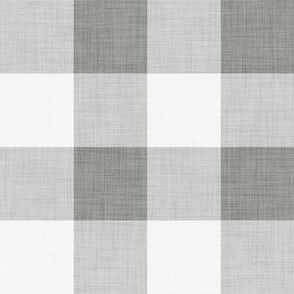 03 Pewter- Large- Gingham- 2 Inches-Plaid- Vichy Check- Checked- Linen Texture- Petal Solids Coordinate- Solid Color- Faux Texture Wallpaper- Gray- Grey- Natural- Ecru- Taupe- Neutral