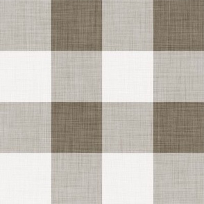 04 Bark- Gingham- Large- 2 Inches- Plaid- Vichy Check- Checked- Linen Texture- Light- Petal Solids Coordinate- Solid Color- Faux Texture Wallpaper- Brown- Neutral- Natural Earth Tones