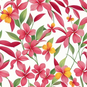 Tropical Floral Design with beautiful bright red flowers