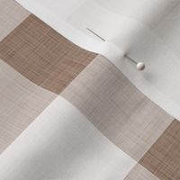 06 Mocha- Gingham- Large- 2 Inches- Plaid- Vichy Check- Checked- Linen Texture- Petal Solids Coordinate- Wallpaper- Brown- Beige- Ecru- Khaki- Neutral- Natural Earth Tones- Fall- Autumn