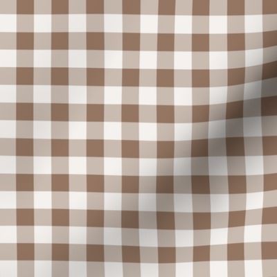 06 Mocha- Gingham- Small- Half Inch- Plaid- Vichy Check- Checked Wallpaper- Petal Solids Coordinate- Brown- Beige- Ecru- Khaki- Neutral- Natural Earth Tones- Fall- Autumn