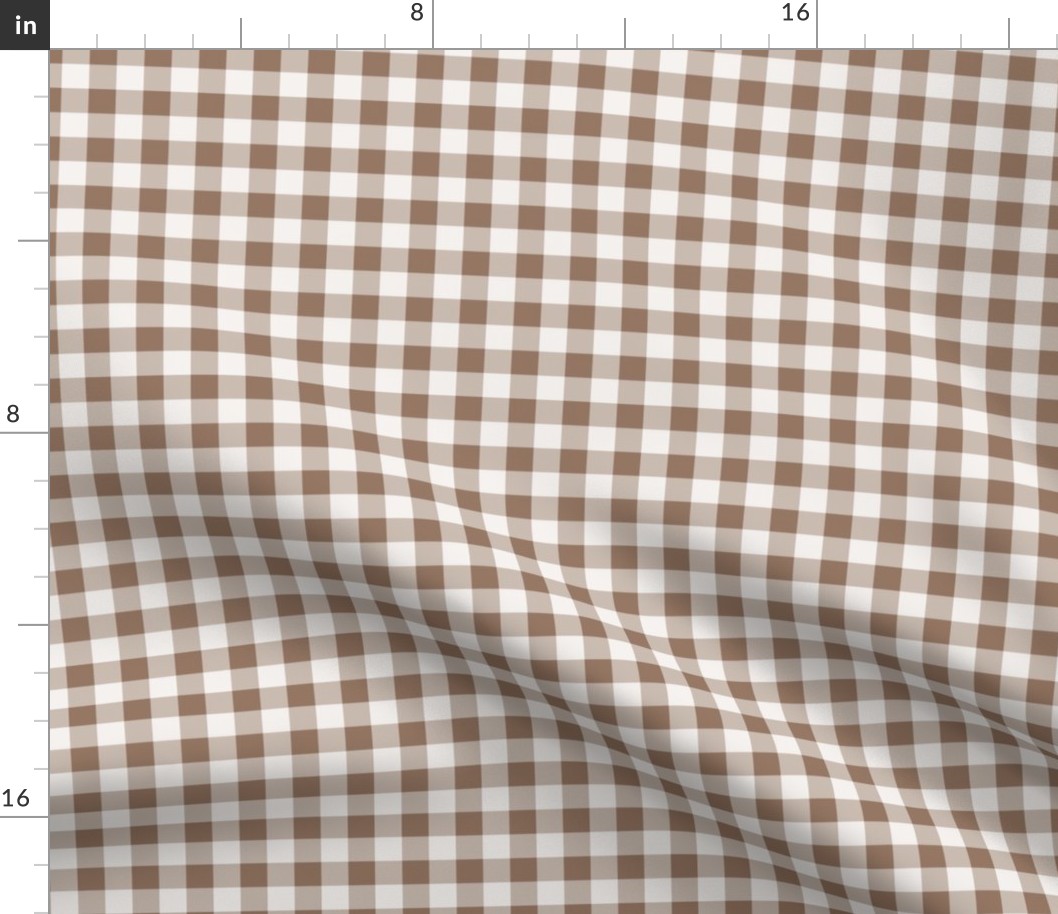 06 Mocha- Gingham- Small- Half Inch- Plaid- Vichy Check- Checked Wallpaper- Petal Solids Coordinate- Brown- Beige- Ecru- Khaki- Neutral- Natural Earth Tones- Fall- Autumn