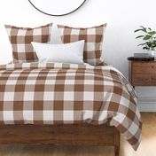 07 Cinnamon- Gingham- Extra Large- 4 Inches- Plaid- Vichy Check- Checked- Linen Texture- Petal Solids Coordinate- Wallpaper- Brown- Terracotta Neutral- Natural Earth Tones- Fall- Autumn