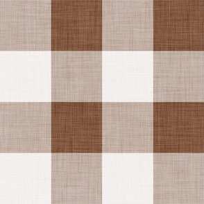 07 Cinnamon- Gingham- Large- 2 Inches- Plaid- Vichy Check- Checked- Linen Texture- Petal Solids Coordinate- Wallpaper- Brown- Terracotta Neutral- Natural Earth Tones- Fall- Autumn