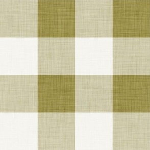 08 Moss- Gingham- Large- 2 Inches- Plaid- Vichy Check- Checked- Linen Texture- Petal Solids Coordinate- Wallpaper- Brown- Earthy Green- Natural Earth Tones- Fall- Autumn