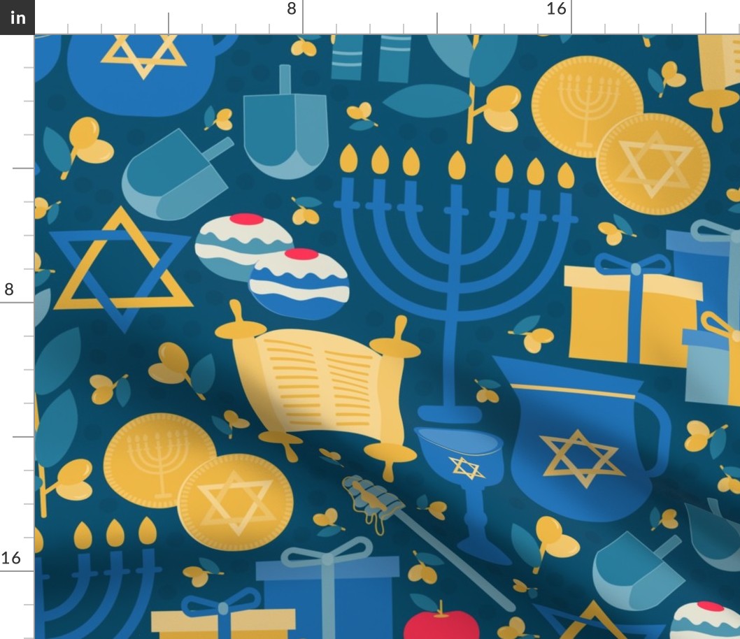 Large Scale Hanukkah Sameach Damask