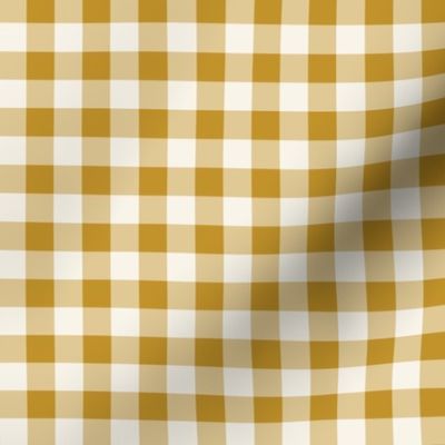 09 Mustard- Gingham- Small- Half Inch- Plaid- Check- Checked- Petal Solids- Cottagecore- Gold- Ochre- Honey- Neutral- Natural Earth Tones- Fall- Autumn