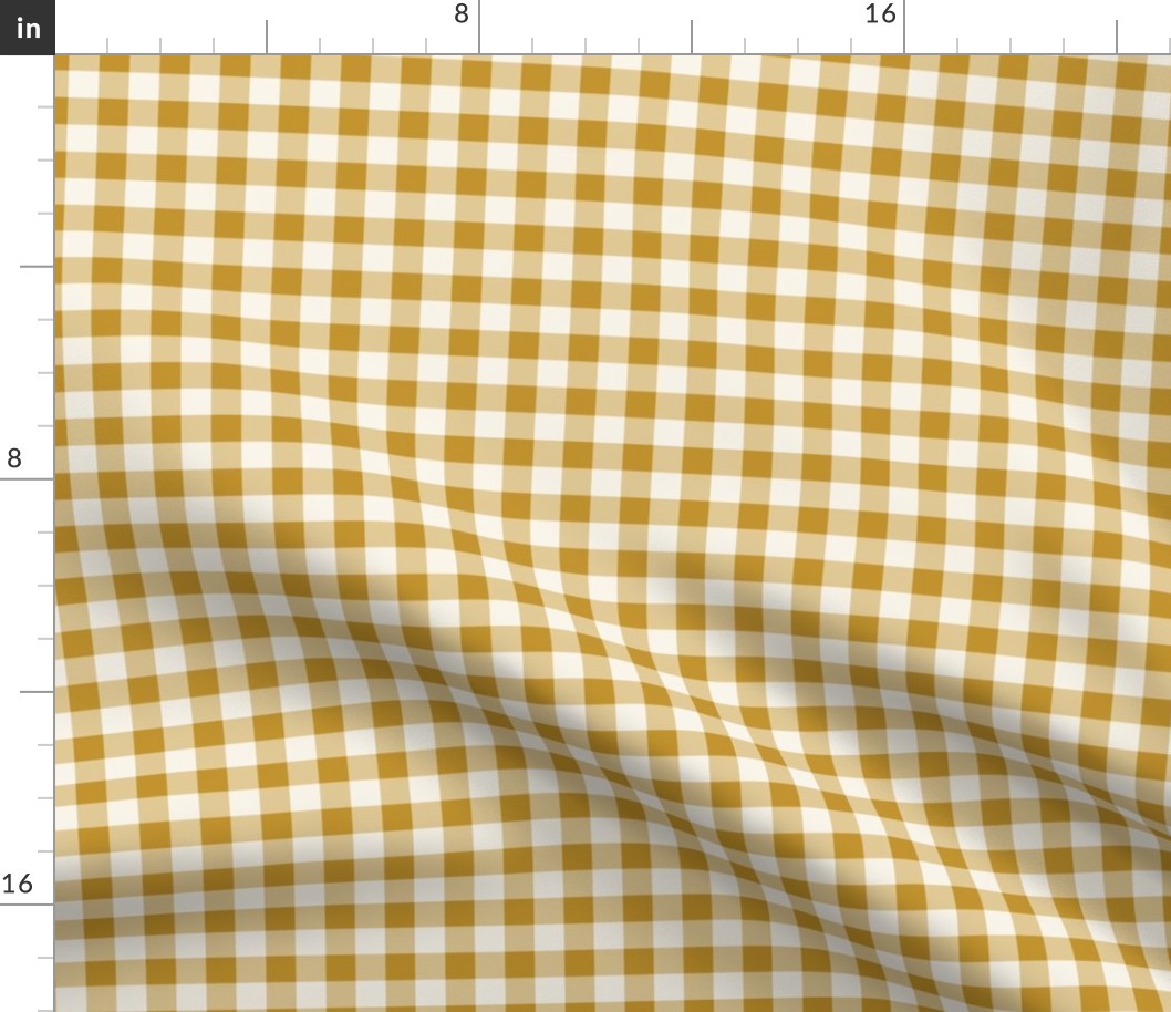 09 Mustard- Gingham- Small- Half Inch- Plaid- Check- Checked- Petal Solids- Cottagecore- Gold- Ochre- Honey- Neutral- Natural Earth Tones- Fall- Autumn