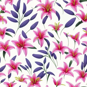 Flower Lily in Pink and Purple Nature Print