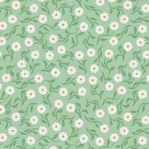 Prairie Flowers - Medium - Spring Mint Green & Natural Floral White - Spring Bloom
