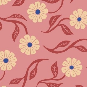 Prairie Flowers - Jumbo - Rose Lemonade Pink & Light Daffodil Yellow - Spring Bloom