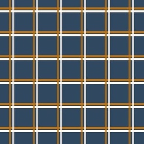 Harvest plaid checker cross hatch- Thanksgiving plaid - Navy, mustard, cream