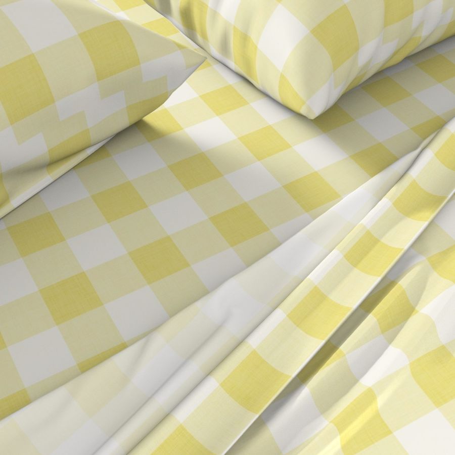 11 Buttercup- Gingham- Large- 2 Inches- Buffalo Plaid- Vichy Check- Checked- Linen Texture- Petal Solids Coordinate- Wallpaper- Gold- Light Yellow- Pastel- Fall- Autumn- Spring- Summer