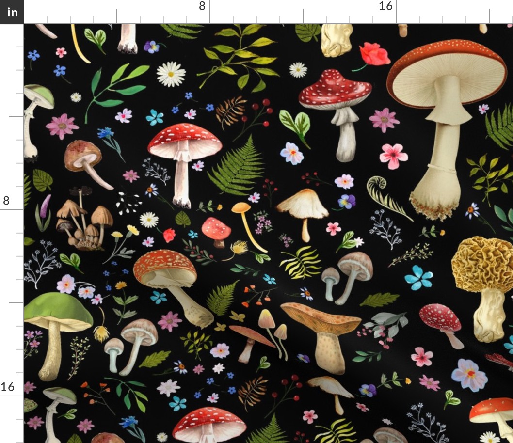  Vintage Mushroom Garden | Cottagecore Mushroom | Woodland Theme Mushroom | Toadstool Fabric 