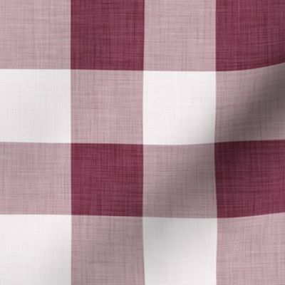 16 Wine- Gingham- Large- 2 Inches- Buffalo Plaid- Vichy Check- Checked- Linen Texture- Petal Solids Coordinate- Wallpaper- Burgundy- Dark Red- Warm Earth Tones- Fall- Autumn