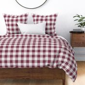 16 Wine- Gingham- Large- 2 Inches- Buffalo Plaid- Vichy Check- Checked- Linen Texture- Petal Solids Coordinate- Wallpaper- Burgundy- Dark Red- Warm Earth Tones- Fall- Autumn