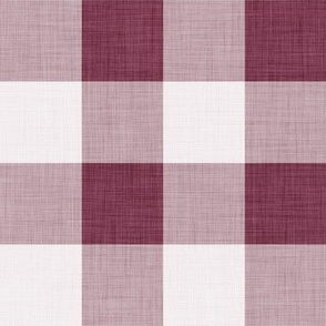 16 Wine- Gingham- Large- 2 Inches- Buffalo Plaid- Vichy Check- Checked- Linen Texture- Petal Solids Coordinate- Wallpaper- Burgundy- Dark Red- Warm Earth Tones- Fall- Autumn