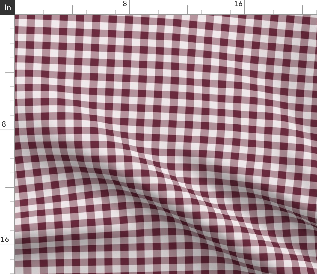 16 Wine- Gingham- Small- Half Inch- Plaid- Check- Checked- Petal Solids- Cottagecore- Burgundy- Dark Red- Warm Earth Tones- Fall- Autumn