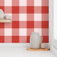 17 Poppy Red- Gingham- Extra Large- 4 Inches- Buffalo Plaid- Vichy Check- Checked- Linen Texture- Petal Solids Coordinate- Wallpaper- Christmas- Holidays- Valentines Day