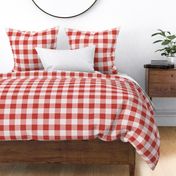 17 Poppy Red- Gingham- Large- 2 Inches- Buffalo Plaid- Vichy Check- Checked- Linen Texture- Petal Solids Coordinate- Wallpaper- Christmas- Holidays- Valentines Day